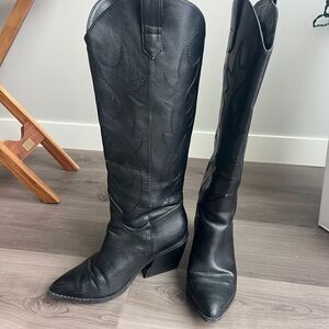 Black Leather Steve Madden Knee-High Boots